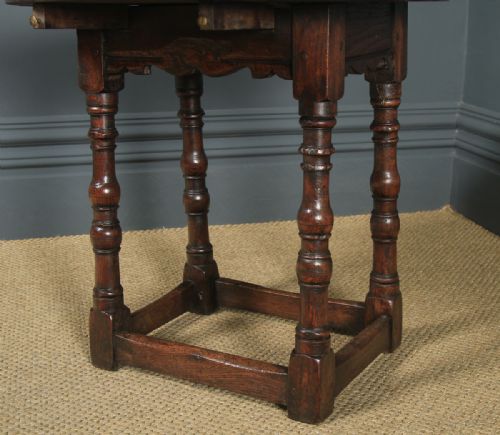 fig 7. Antique English Charles II Style Oak Occasional Drop Leaf Oval Side Table (Circa 1850)