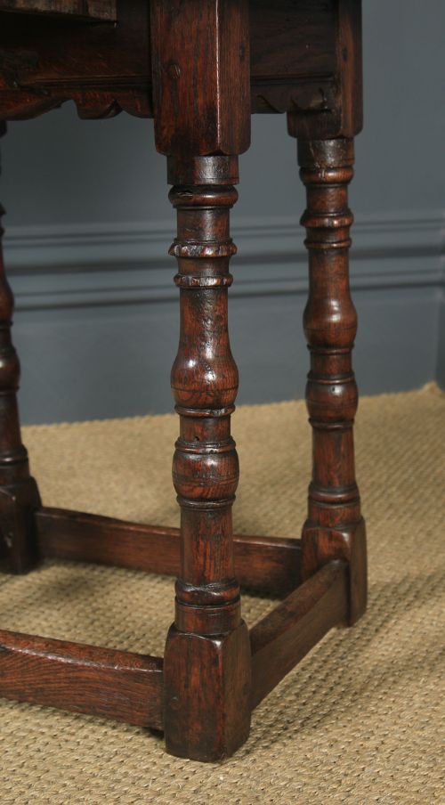 fig 8. Antique English Charles II Style Oak Occasional Drop Leaf Oval Side Table (Circa 1850)