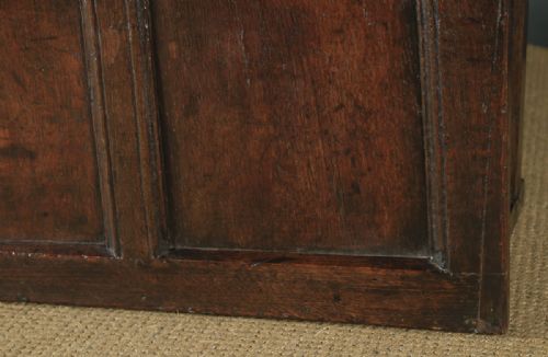 fig 7. Antique English 17th Century Charles II Oak Carved Triple Panel Coffer Chest Blanket Box (Circa 1680)