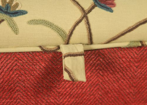 fig 6. Large Antique English Victorian Mahogany & Crewel Work Upholstered Concave Ottoman Box Stool Trunk (Circa 1870)