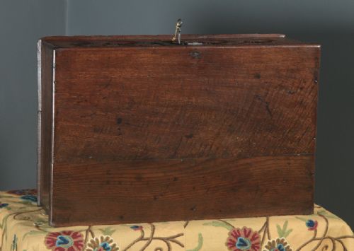 fig 3. Antique English 17th Century Charles II Solid Oak Bible Box Chest (Circa 1680)