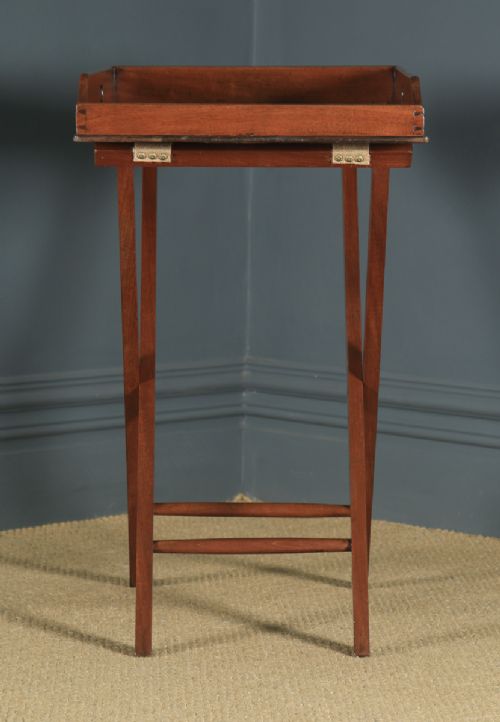 fig 7. Antique English Victorian 19th Century Mahogany Butlers Drinks Tray Table & Stand (Circa 1860)