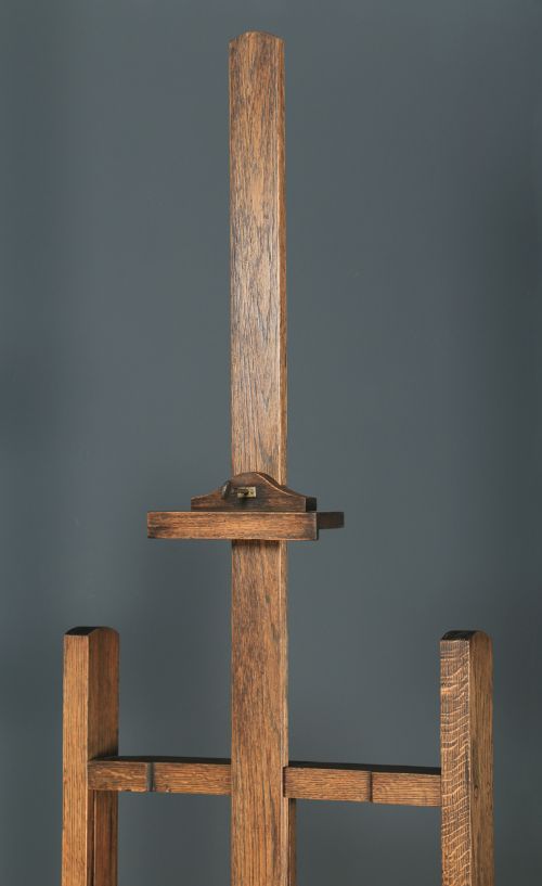 fig 3. Large Antique English Edwardian Oak Artists Picture Painting Studio Easel (Circa 1910)