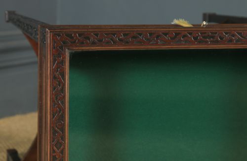 fig 4. Antique English Edwardian Chippendale Style Mahogany Glass Bijouterie Display Cabinet Table (Circa 1910)