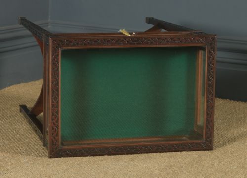 fig 3. Antique English Edwardian Chippendale Style Mahogany Glass Bijouterie Display Cabinet Table (Circa 1910)