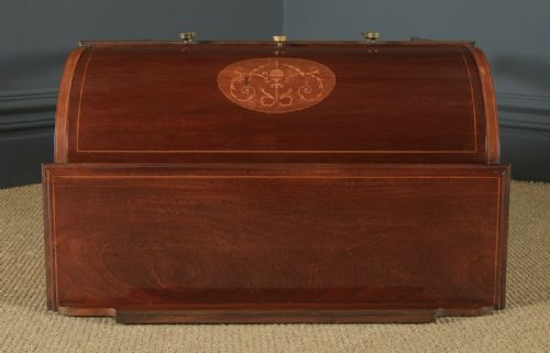 fig 5. Antique English Edwardian Mahogany & Leather Cylinder Office Roll Top Desk (Circa 1905)