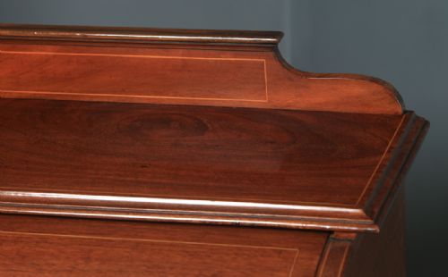 fig 6. Antique English Edwardian Mahogany & Leather Cylinder Office Roll Top Desk (Circa 1905)