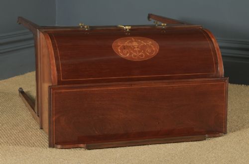 fig 2. Antique English Edwardian Mahogany & Leather Cylinder Office Roll Top Desk (Circa 1905)