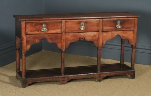 fig 1. Antique Welsh Georgian Oak Potboard Low Dresser Base Sideboard (Circa 1810)