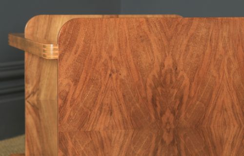 fig 5. Pair of Art Deco English Walnut Square Two Tier Occasional Coffee Bedside Side Tables (Circa 1930)