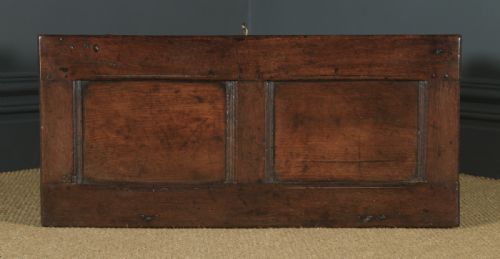 fig 6. Antique English 18th Century Georgian Oak Joined & Panelled Coffer Chest Blanket Box Trunk (Circa 1720)