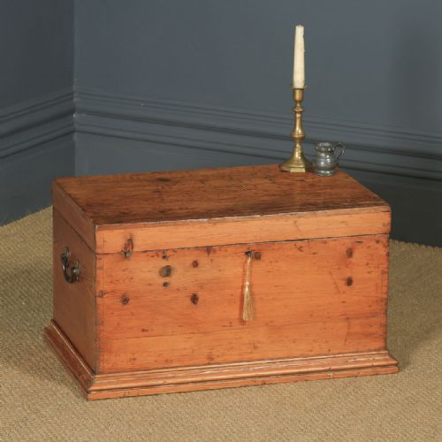 Small Antique English Victorian Pine Trunk Chest  (Circa 1880)