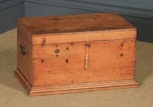 fig 1. Small Antique English Victorian Pine Trunk Chest (Circa 1880)