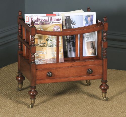 Small Antique English Georgian Regency Mahogany Canterbury Magazine Rack Tidy (Circa 1830)