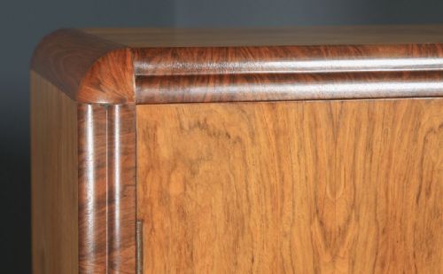 fig 7. Antique English Art Deco Figured Walnut Two Door Wardrobe (Circa 1930)