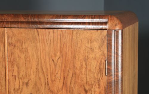 fig 8. Antique English Art Deco Figured Walnut Two Door Wardrobe (Circa 1930)