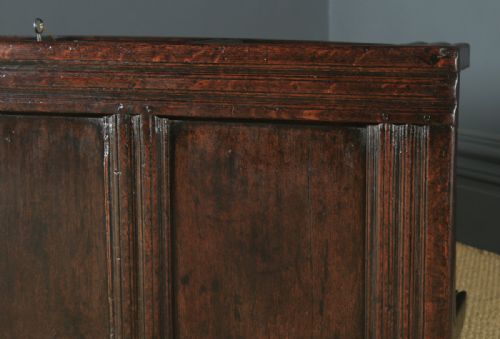 fig 7. Antique English 17th Century Charles II Oak Inlaid Triple Panel Yorkshire Coffer (Circa 1680)