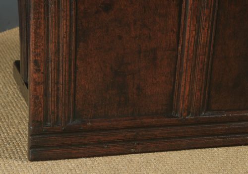 fig 5. Antique English 17th Century Charles II Oak Inlaid Triple Panel Yorkshire Coffer (Circa 1680)
