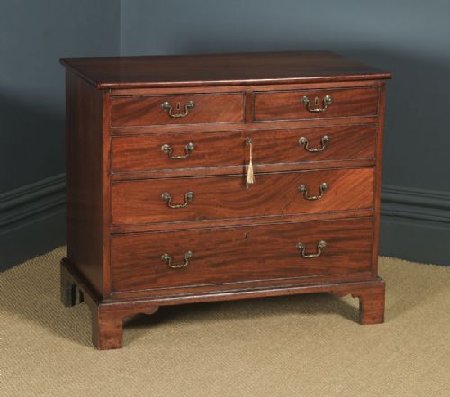 fig 1. Small Antique English Georgian Flame Mahogany Bachelors Chest of Drawers (Circa 1760)