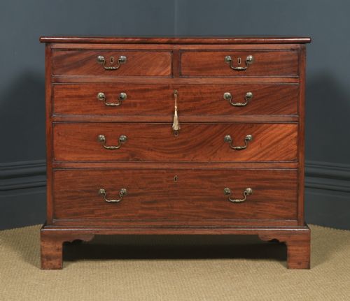 fig 2. Small Antique English Georgian Flame Mahogany Bachelors Chest of Drawers (Circa 1760)