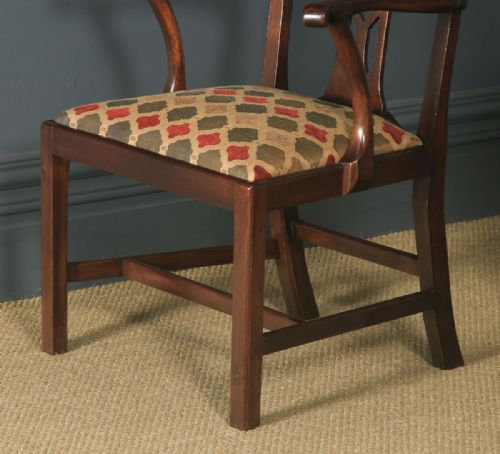 fig 7. Antique English Set of Six 6 Georgian Chippendale Mahogany Dining Chairs (Circa 1800)