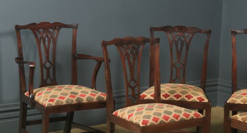 fig 2. Antique English Set of Six 6 Georgian Chippendale Mahogany Dining Chairs (Circa 1800)