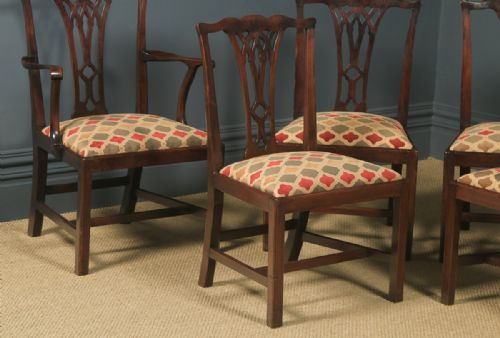 fig 3. Antique English Set of Six 6 Georgian Chippendale Mahogany Dining Chairs (Circa 1800)