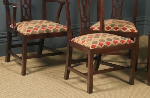 fig 4. Antique English Set of Six 6 Georgian Chippendale Mahogany Dining Chairs (Circa 1800)