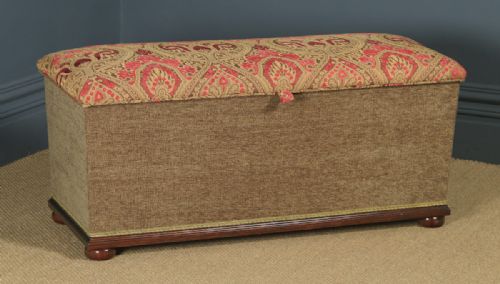 Antique English Victorian Mahogany Upholstered Ottoman (Circa 1880)