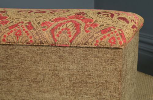 fig 5. Antique English Victorian Mahogany Upholstered Ottoman (Circa 1880)