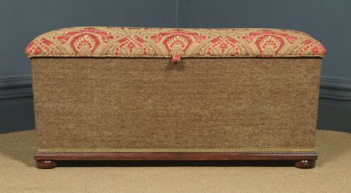 fig 1. Antique English Victorian Mahogany Upholstered Ottoman (Circa 1880)