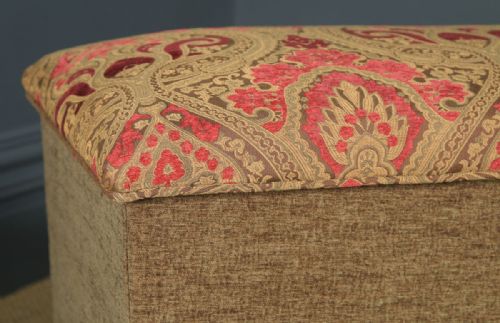 fig 4. Antique English Victorian Mahogany Upholstered Ottoman (Circa 1880)