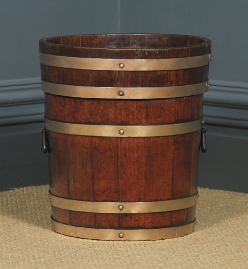 fig 2. Antique English Victorian Oak & Brass Bound Barrel by R. A. Lister & Co. (Circa 1890)
