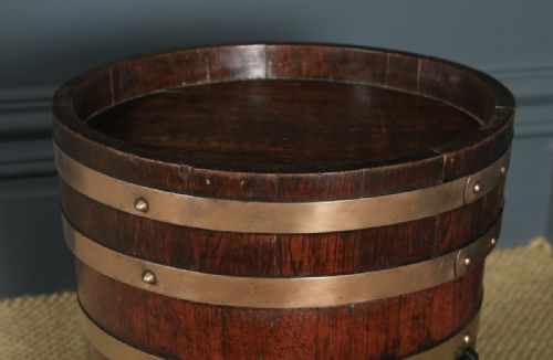 fig 5. Antique English Victorian Oak & Brass Bound Barrel by R. A. Lister & Co. (Circa 1890)