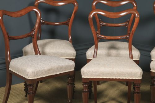 fig 3. Antique English Victorian Set of Six 6 Mahogany Balloon Back Dining Chairs (Circa 1860)