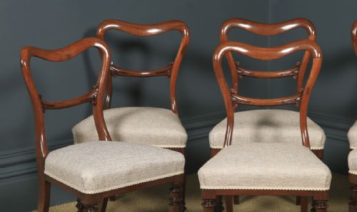 fig 4. Antique English Victorian Set of Six 6 Mahogany Balloon Back Dining Chairs (Circa 1860)