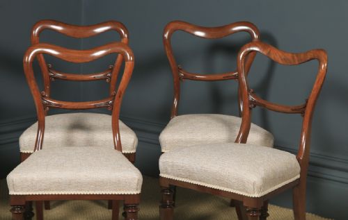 fig 5. Antique English Victorian Set of Six 6 Mahogany Balloon Back Dining Chairs (Circa 1860)
