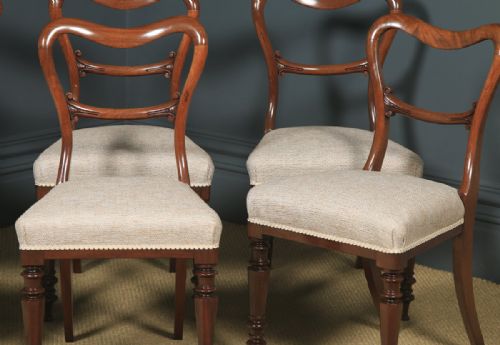 fig 6. Antique English Victorian Set of Six 6 Mahogany Balloon Back Dining Chairs (Circa 1860)