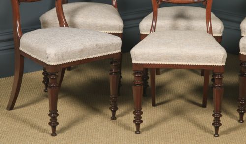 fig 7. Antique English Victorian Set of Six 6 Mahogany Balloon Back Dining Chairs (Circa 1860)
