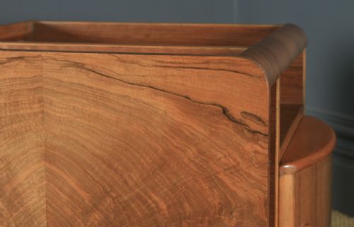 fig 4. Antique English Art Deco Figured Walnut Drinks Table by Incorporall (Circa 1930 – 1940)