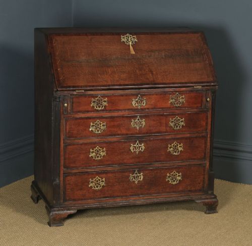fig 1. Antique English 18th Century Georgian Oak Office Bureau Desk (Circa 1780)