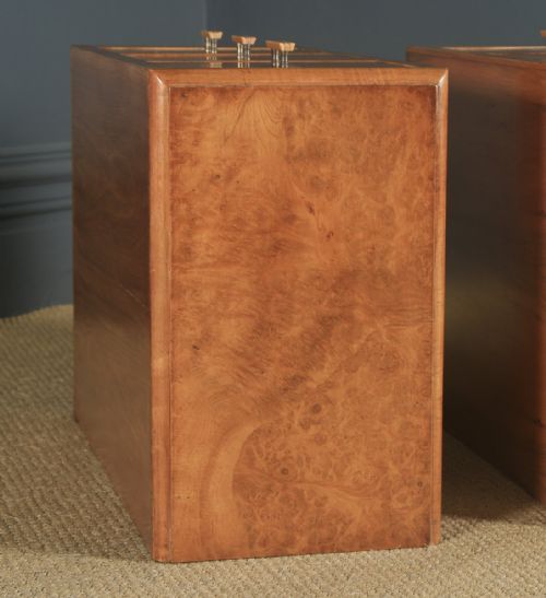 fig 4. Antique English Pair of Art Deco Figured Walnut Bedside Chests (Circa 1930)