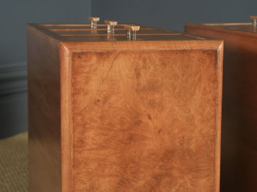 fig 5. Antique English Pair of Art Deco Figured Walnut Bedside Chests (Circa 1930)