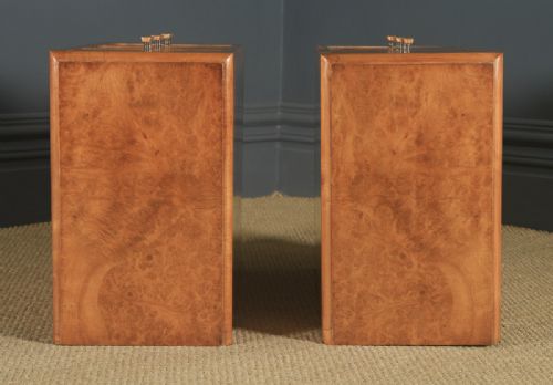 fig 6. Antique English Pair of Art Deco Figured Walnut Bedside Chests (Circa 1930)
