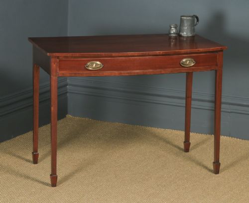 Antique English Georgian Regency Mahogany Inlaid Bow Front Side Table (Circa 1820)