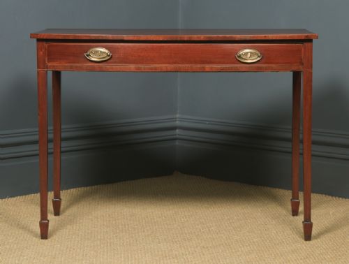 fig 1. Antique English Georgian Regency Mahogany Inlaid Bow Front Side Table (Circa 1820)