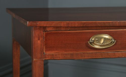 fig 6. Antique English Georgian Regency Mahogany Inlaid Bow Front Side Table (Circa 1820)