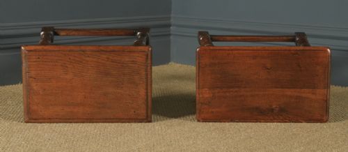 fig 6. Antique English Pair of 17th Century Style Solid Oak Joint Stools (Circa 1920)