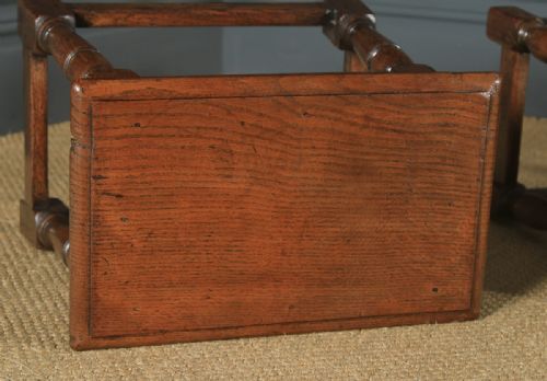 fig 3. Antique English Pair of 17th Century Style Solid Oak Joint Stools (Circa 1920)