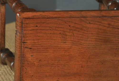 fig 4. Antique English Pair of 17th Century Style Solid Oak Joint Stools (Circa 1920)